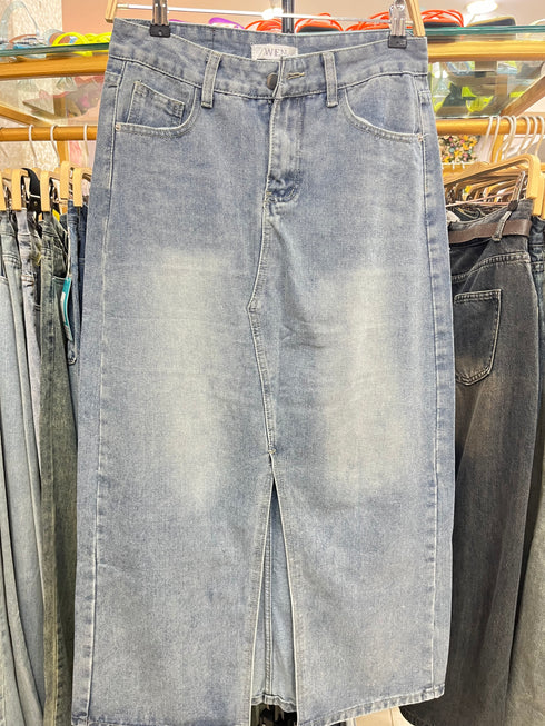 Women Trendy Denim Slit Skirts